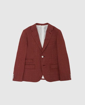 Stefano Ricci Детский светло-бордовый пиджак из шерсти, шелка, кашемира и льна Y1RF732000HC4233