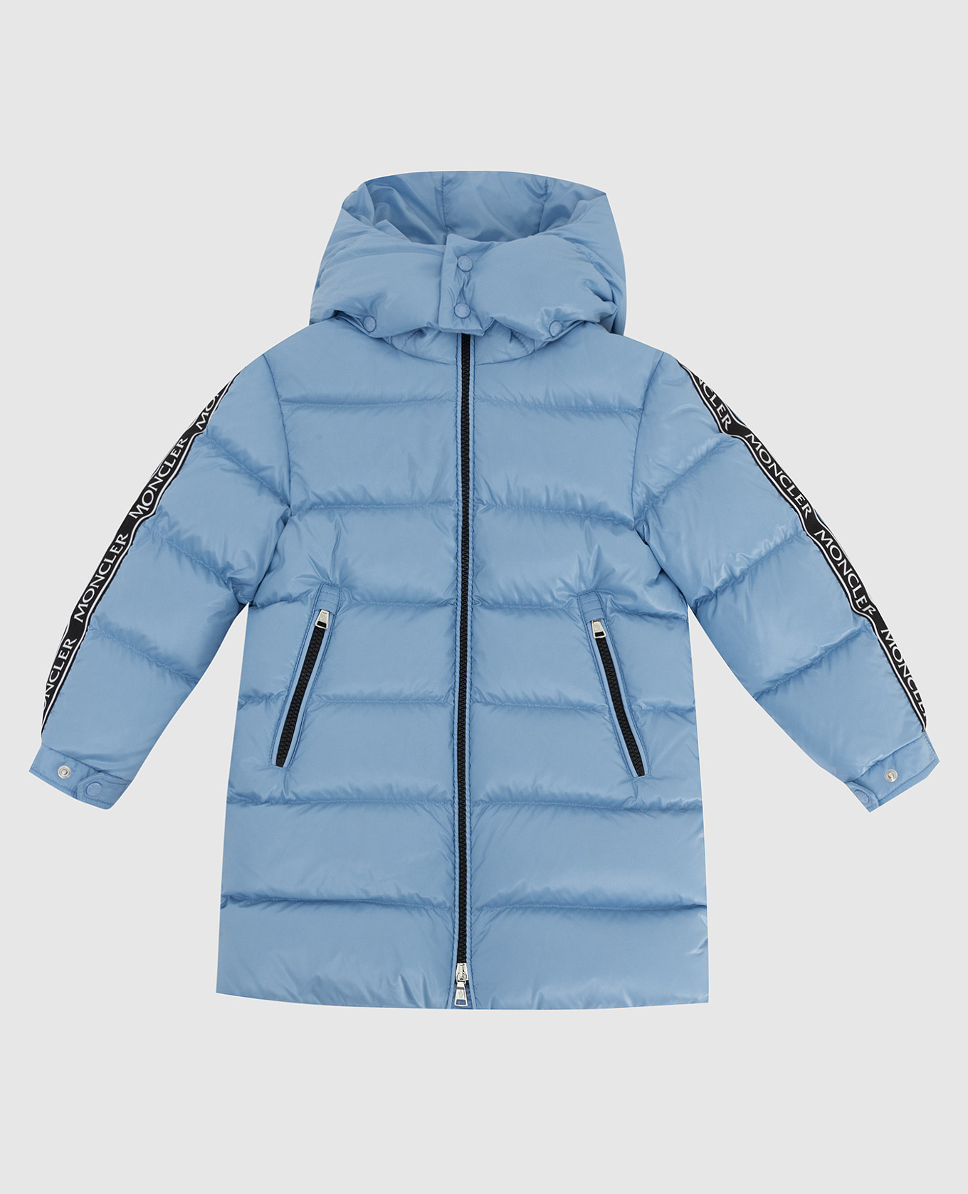

Детская пуховая куртка с лампасами Moncler ENFANT, Голубой, Куртки