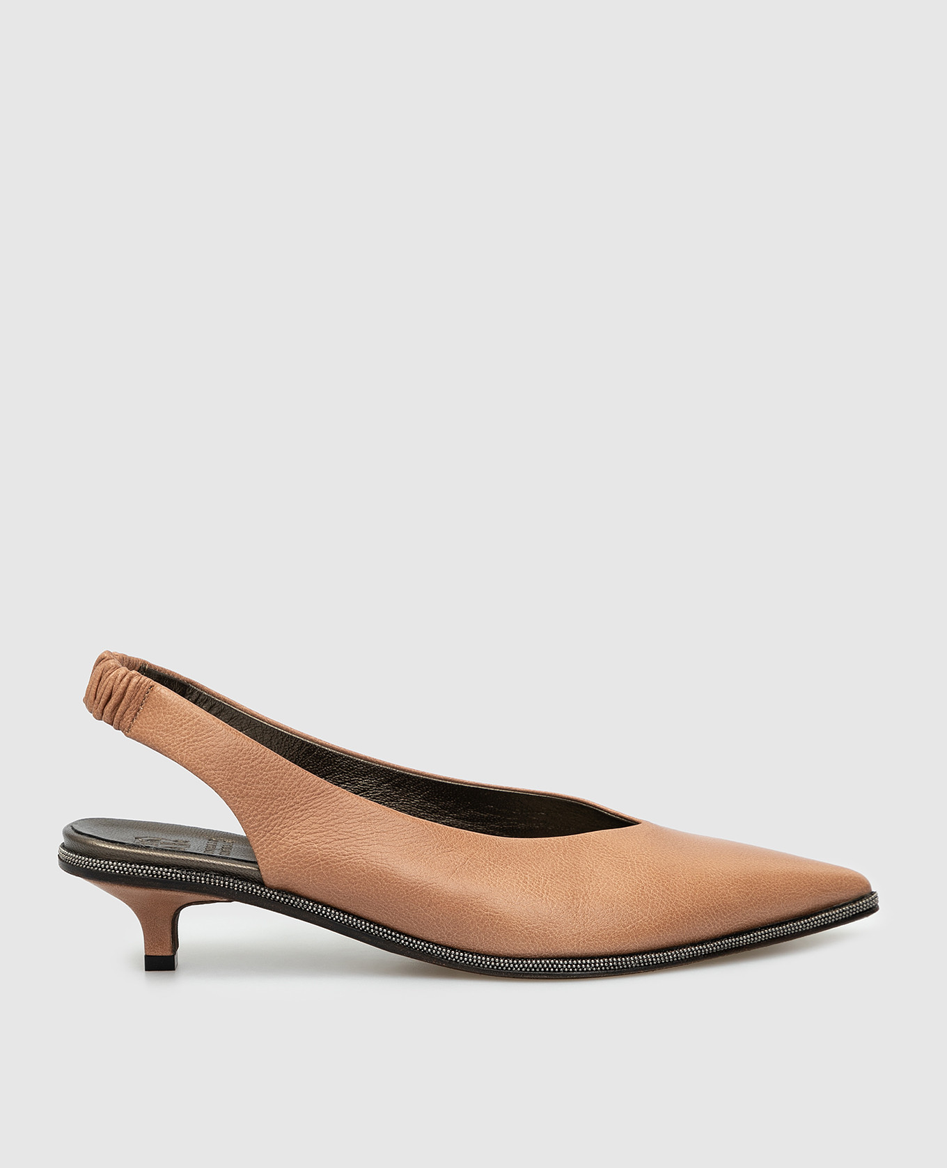 

Кожаные слингбэки с цепочками из эколатуни, Бежевый, Туфли