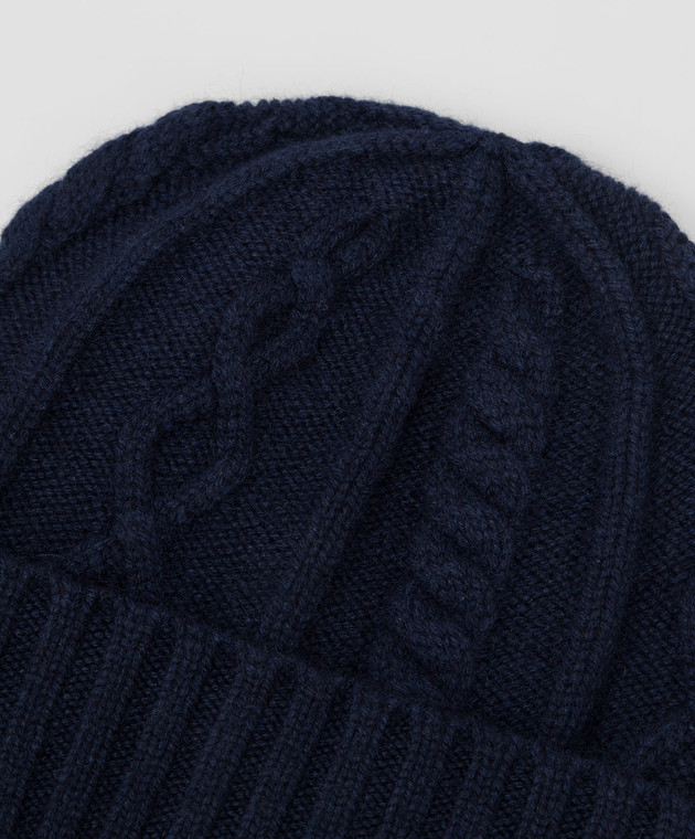 Brunello Cucinelli Children's navy blue cashmere hat with a textured pattern B22M90003A image 3