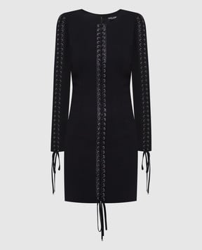 Dolce&Gabbana Черное платье мини со шнуровкой F6ZM4TFUIAH