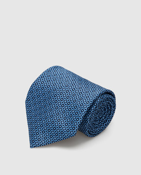 Stefano Ricci Темно-синий шелковый галстук в узор CH37041