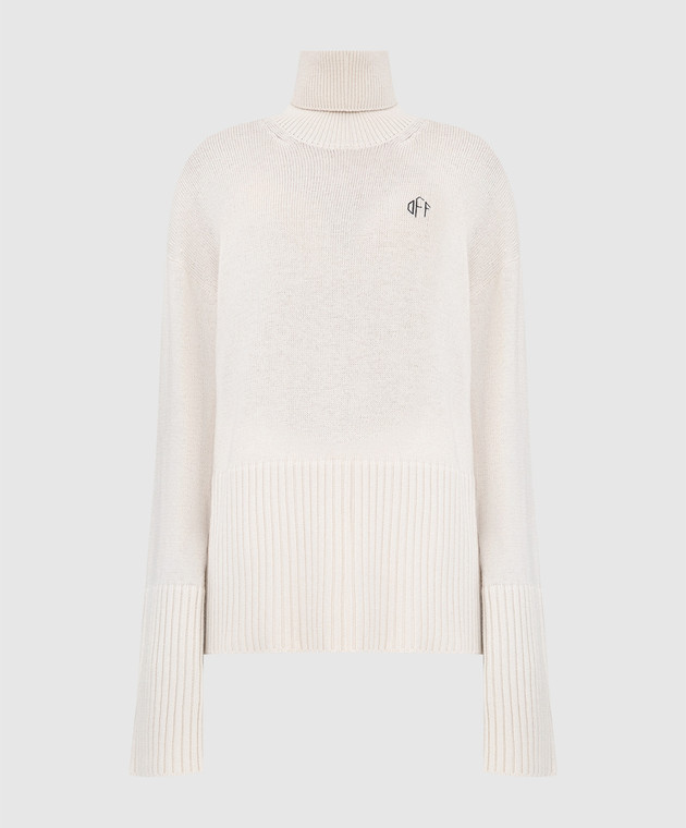 Off-White Светло-бежевый свитер с вышивкой логотипа OWHF022F21KNI001