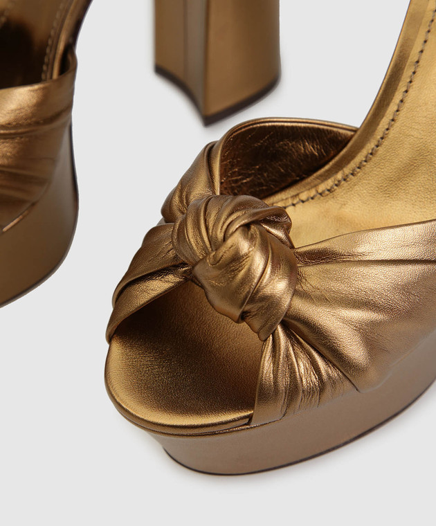 Dolce&Gabbana Золотистые кожаные босоножки	 CR0695A1016 изображение 5