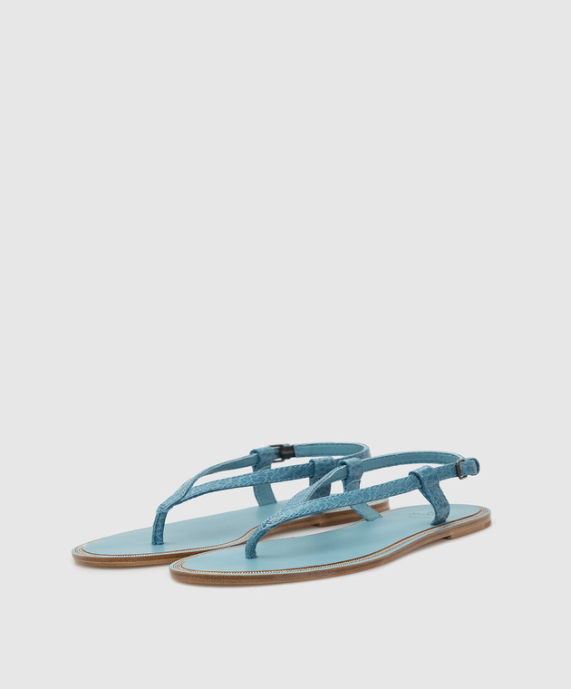 Brunello Cucinelli Голубые кожаные сандалии MZBEC1790 изображение 3