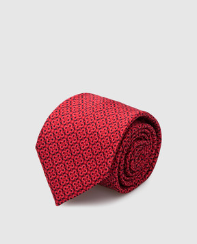 Stefano Ricci Дитячий червоний шовковий набір із краватки та хустки-паші у візерунок YDH33027