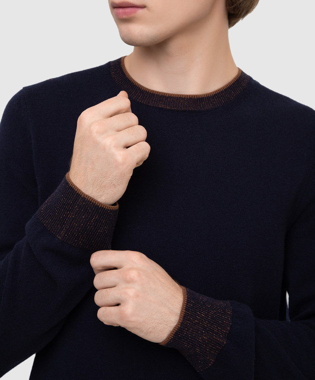 Peserico Темно-синий свитер из шерсти и кашемира R59017F129128A изображение 5