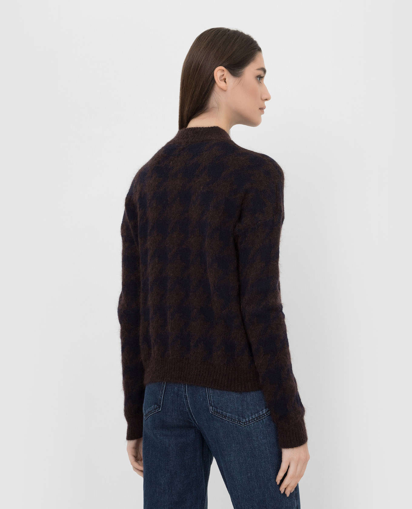 Max Mara Темно-коричневый свитер Calco из шерсти в узор CALCO изображение 4