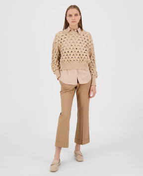Brunello Cucinelli Бежевые штаны клеш M0F70P7004
