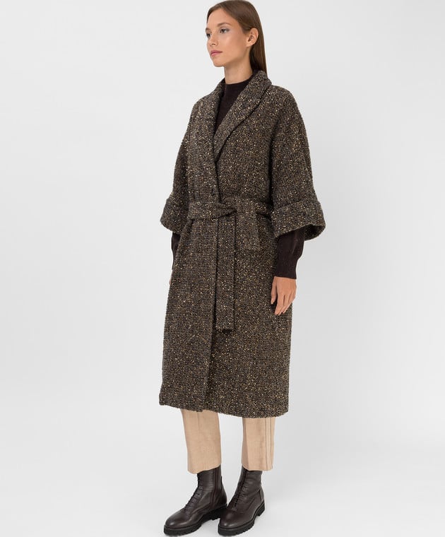 Peserico Двубортное пальто из шерсти с люрексом S20051A05490 изображение 3