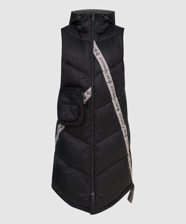 Be Florence Black down vest with logo BE2162