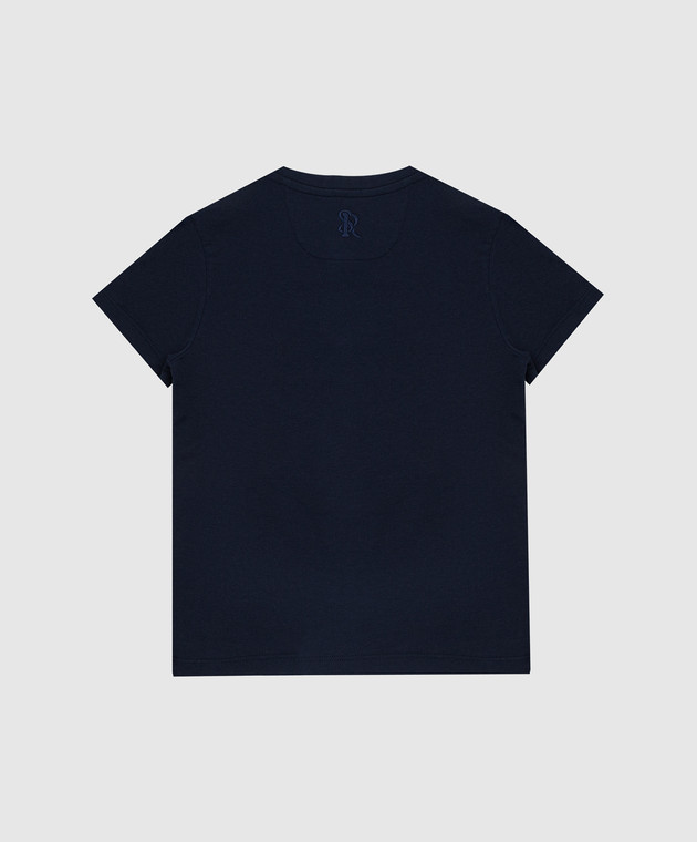 Stefano Ricci Детская темно-синяя футболка с вышивкой YNH9200050803 изображение 2