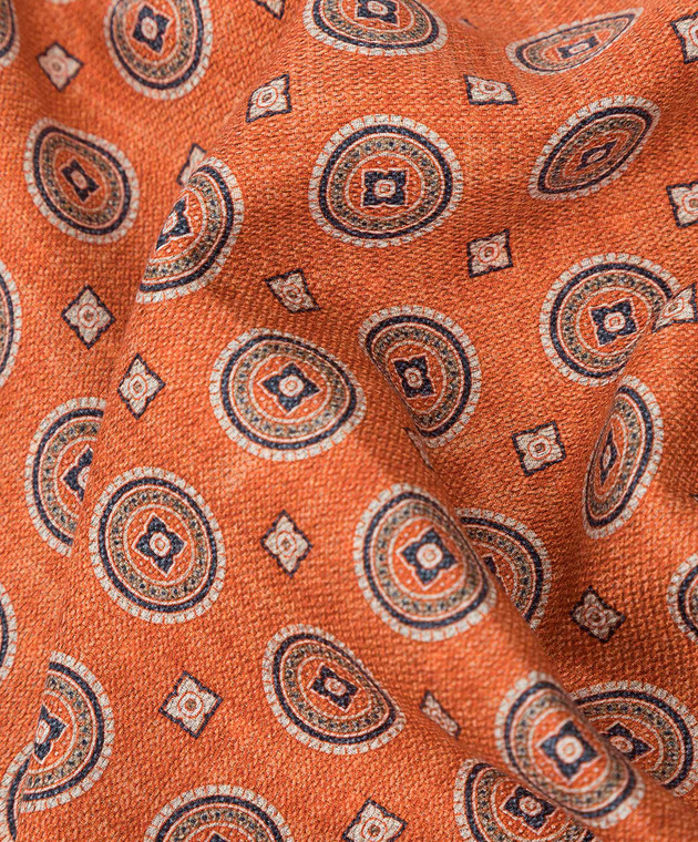 Brunello Cucinelli Оранжевый шелковый платок в узор MQ8470091 изображение 5