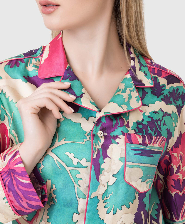 Red Valentino Шелковая рубашка в принт Emerald Forest XR3ABI206A1 изображение 5