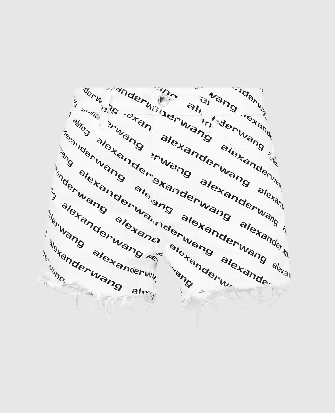 

Джинсовые шорты с принтом логотипом Alexander Wang, Белый, Шорты