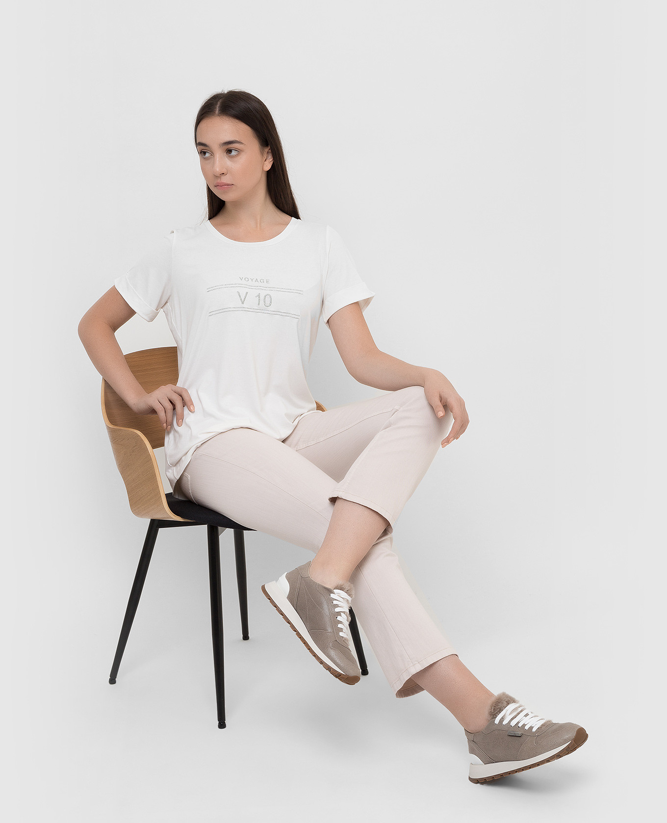 Marina Rinaldi Белая футболка Velo с вышивкой VELO изображение 2