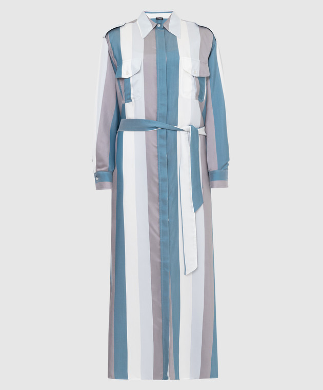 Kiton Шелковое платье-рубашка в полоску с разрезами D47321K0972A