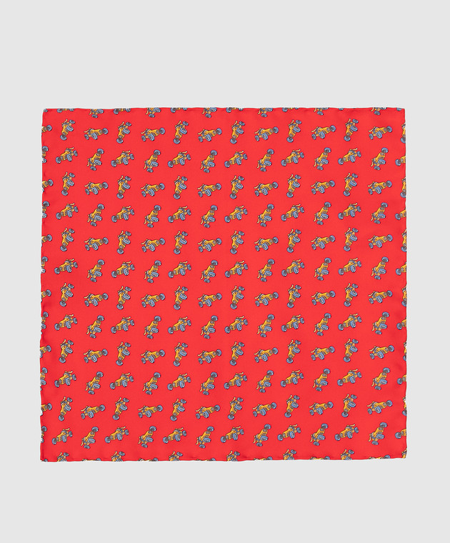 Stefano Ricci Дитячий шовковий червоний набір з краватки та хустки-паші у візерунок YDHNG700 зображення 3