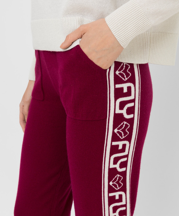 Be Florence Patterned fuchsia cashmere joggers F2112 image 5