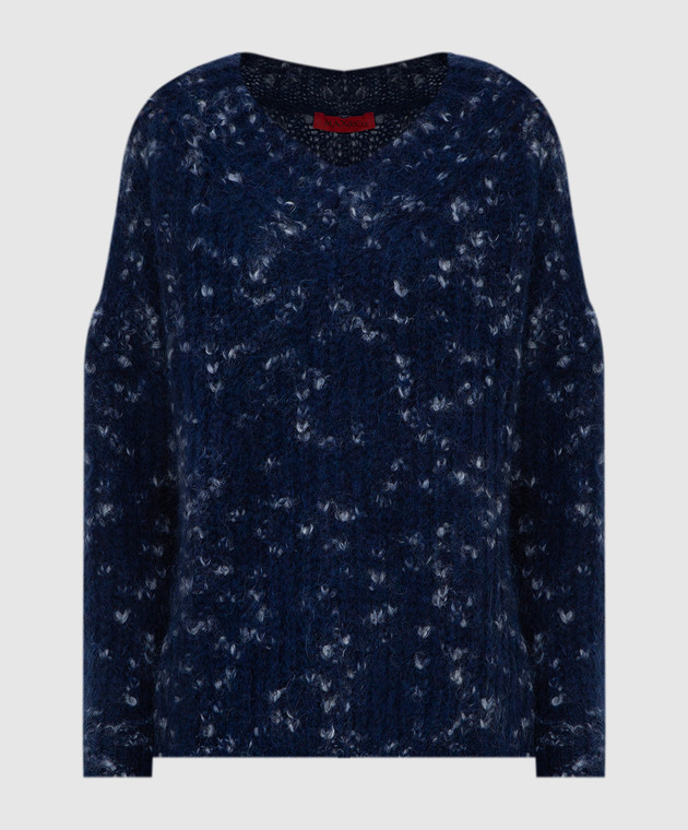 Max & Co Темно-синий пуловер Scena из шерсти в узор SCENA