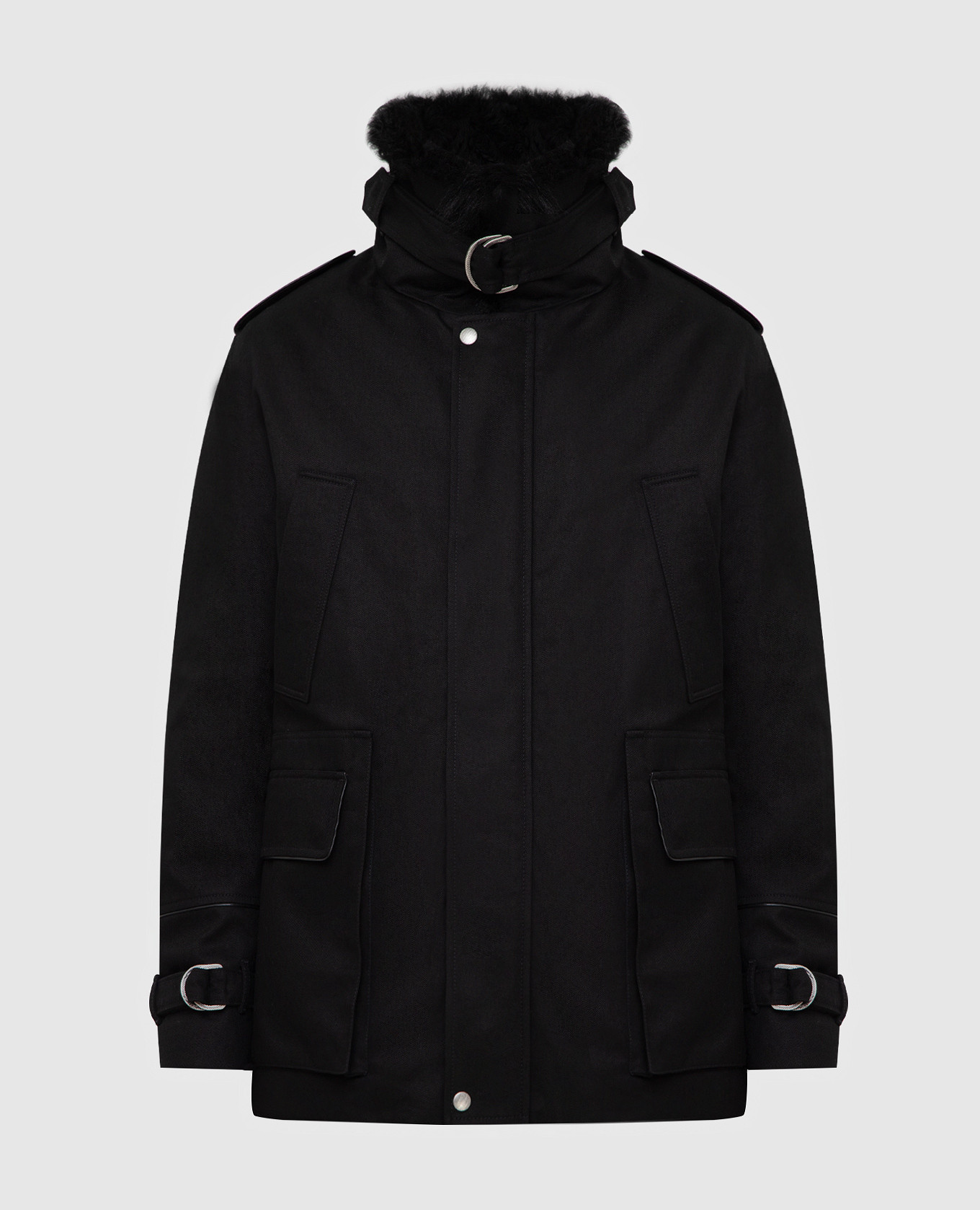 Черное пальто Saint Laurent