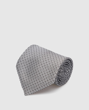 Stefano Ricci Светло-серый шелковый галстук в узор CH43028