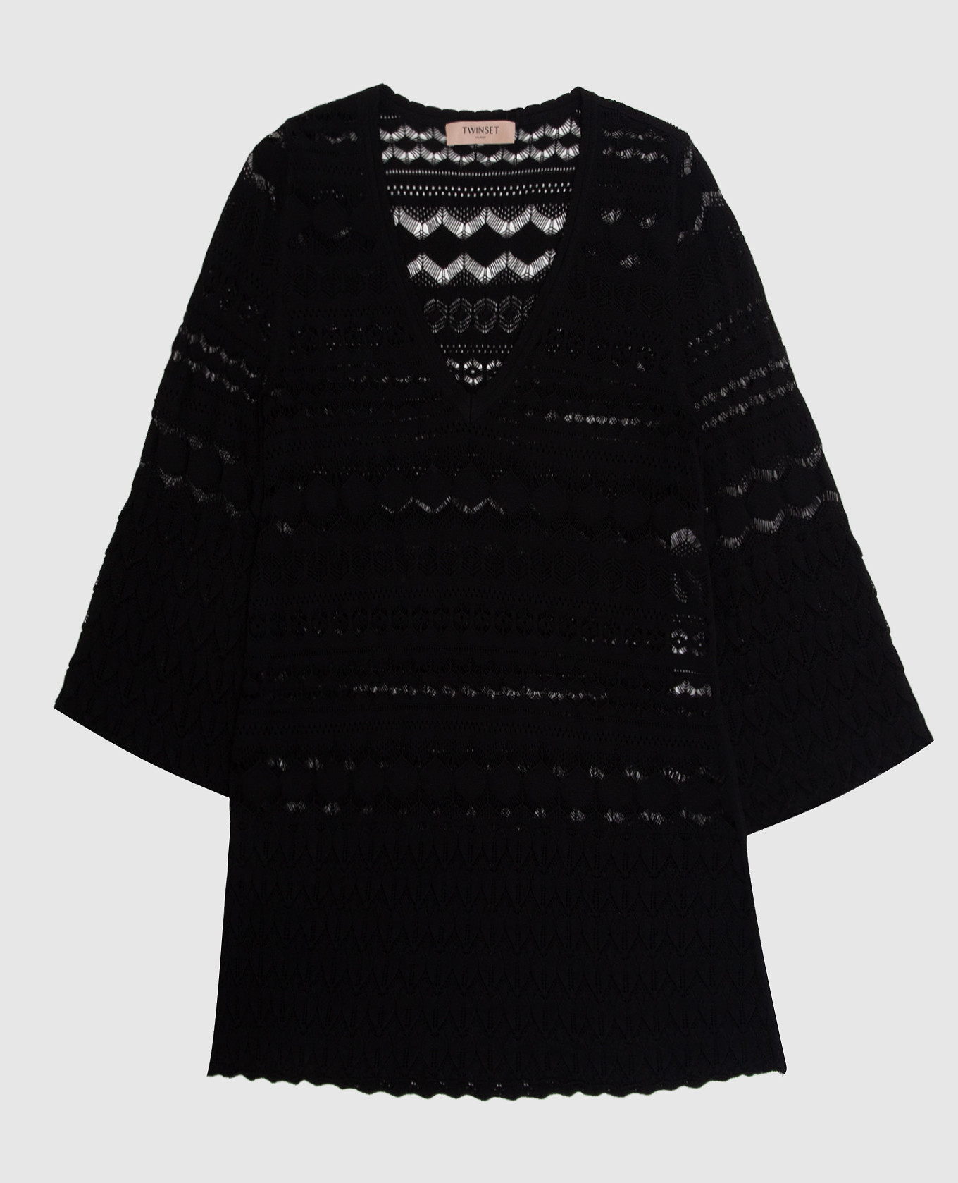 Черный ажурный пуловер