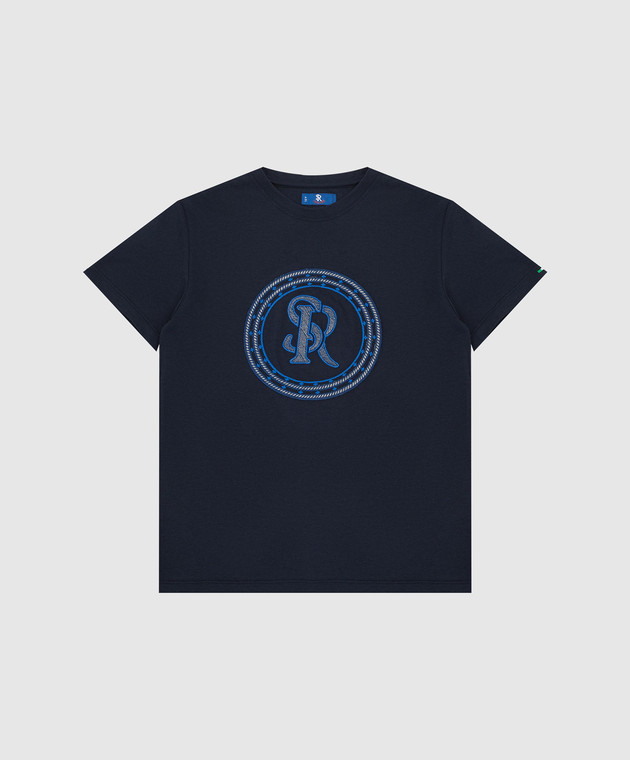 Stefano Ricci Детская темно-синяя футболка с эмблемой YNH9200520803