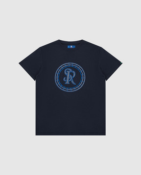 Stefano Ricci Дитяча темно-синя футболка з емблемою YNH9200520803