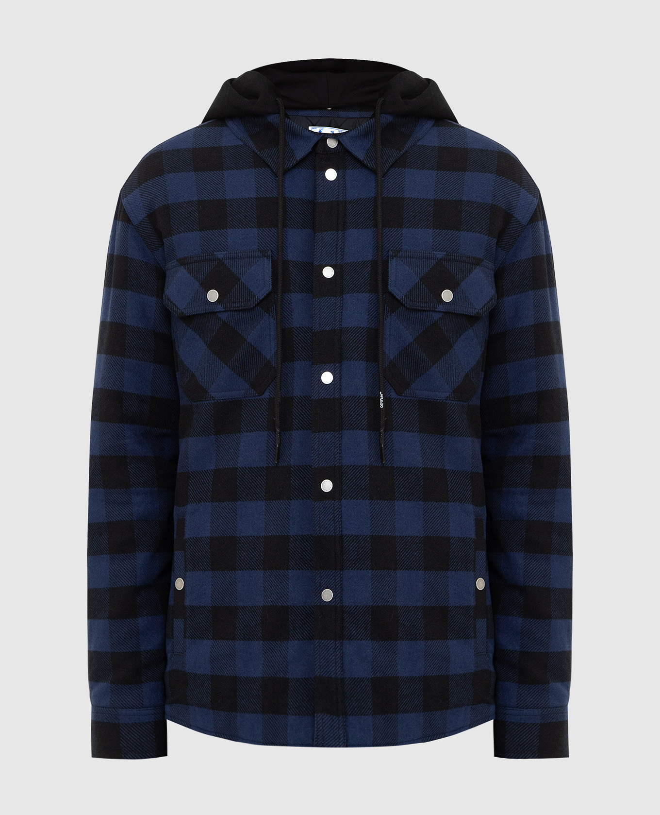 

Темно-синяя куртка в клетку с нашивками, Тёмно-синий, Куртки