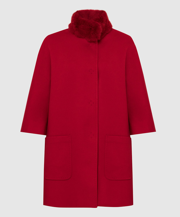 Heresis Червоне пальто з вовни з хутром норки M0980VI