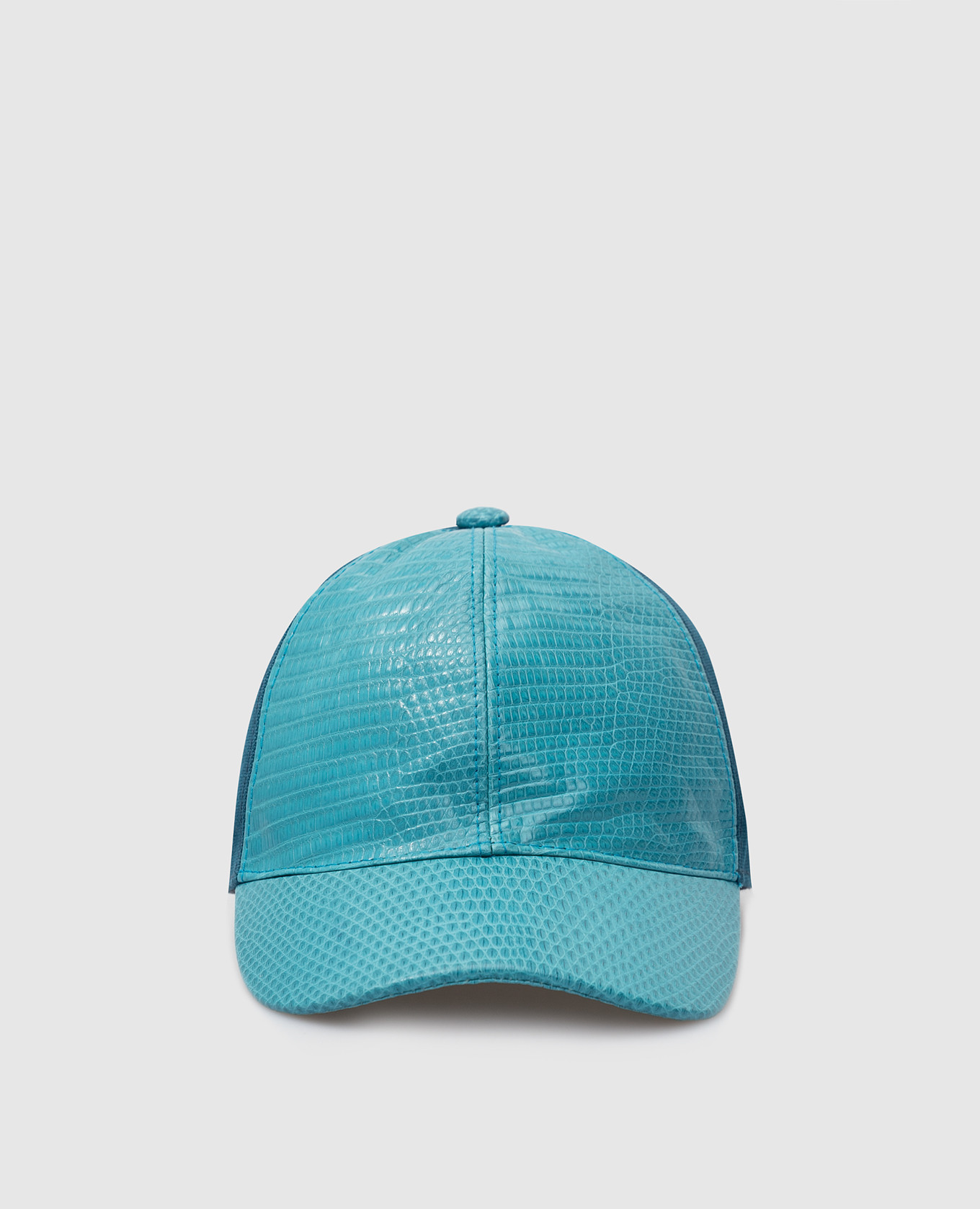 Children's dark turquoise cap with leather inserts
