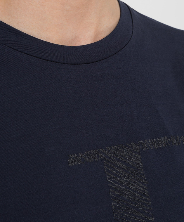 Fabiana Filippi Темно-синя футболка з вишивкою логотипу JED221W142 зображення 5