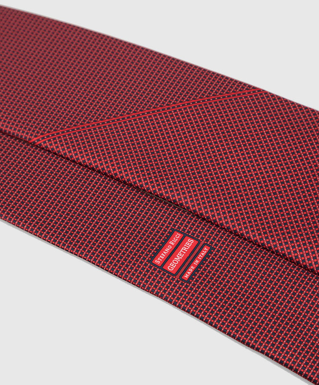 Stefano Ricci Червоний шовковий галстук в геометричний візерунок CXDD41073 зображення 4