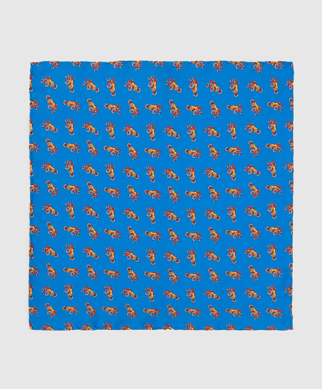Stefano Ricci Дитячий синій шовковий набір з краватки і хустки-паші у візерунок YDHNG700 зображення 3