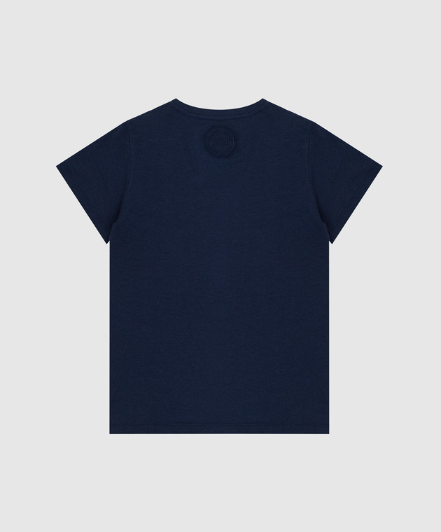 Stefano Ricci Детская темно-синяя футболка в принт YNH6S40010803 изображение 2
