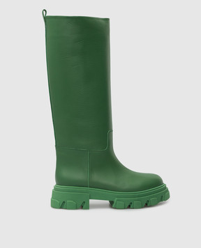 Gia Borghini Темно-зелені шкіряні чоботи Perni 07 PERNI07B124