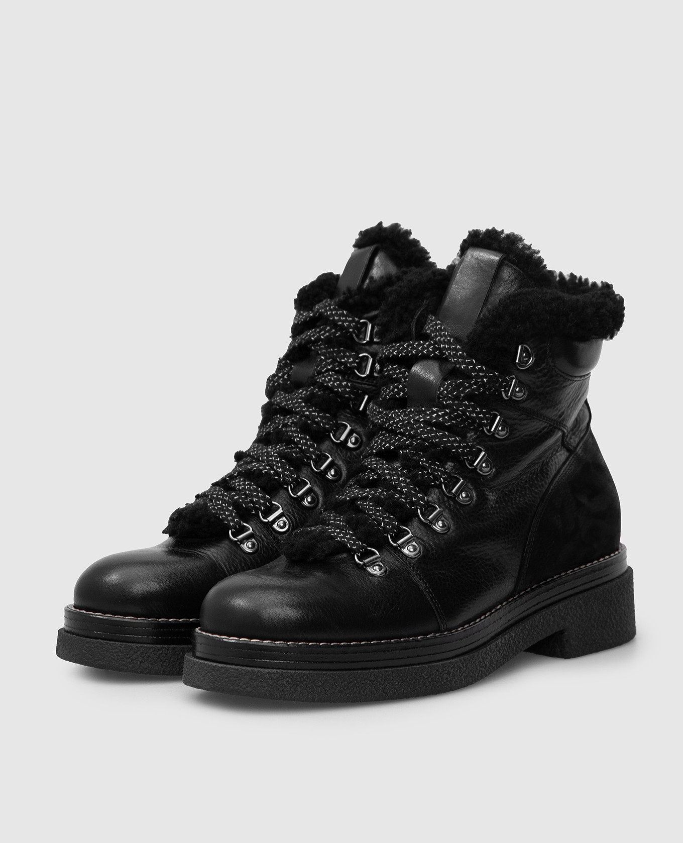 Laura Bellariva Черные кожаные ботинки на меху P7045CM изображение 3