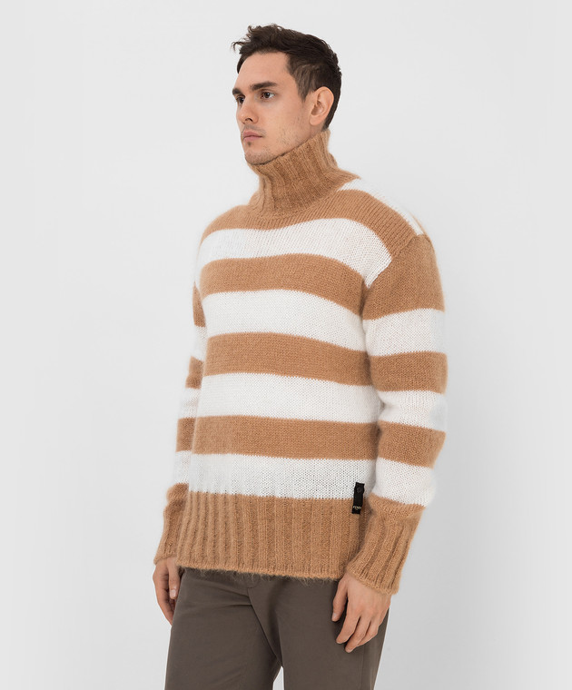 Fendi Бежевый свитер в полоску FZY491AH34 изображение 3