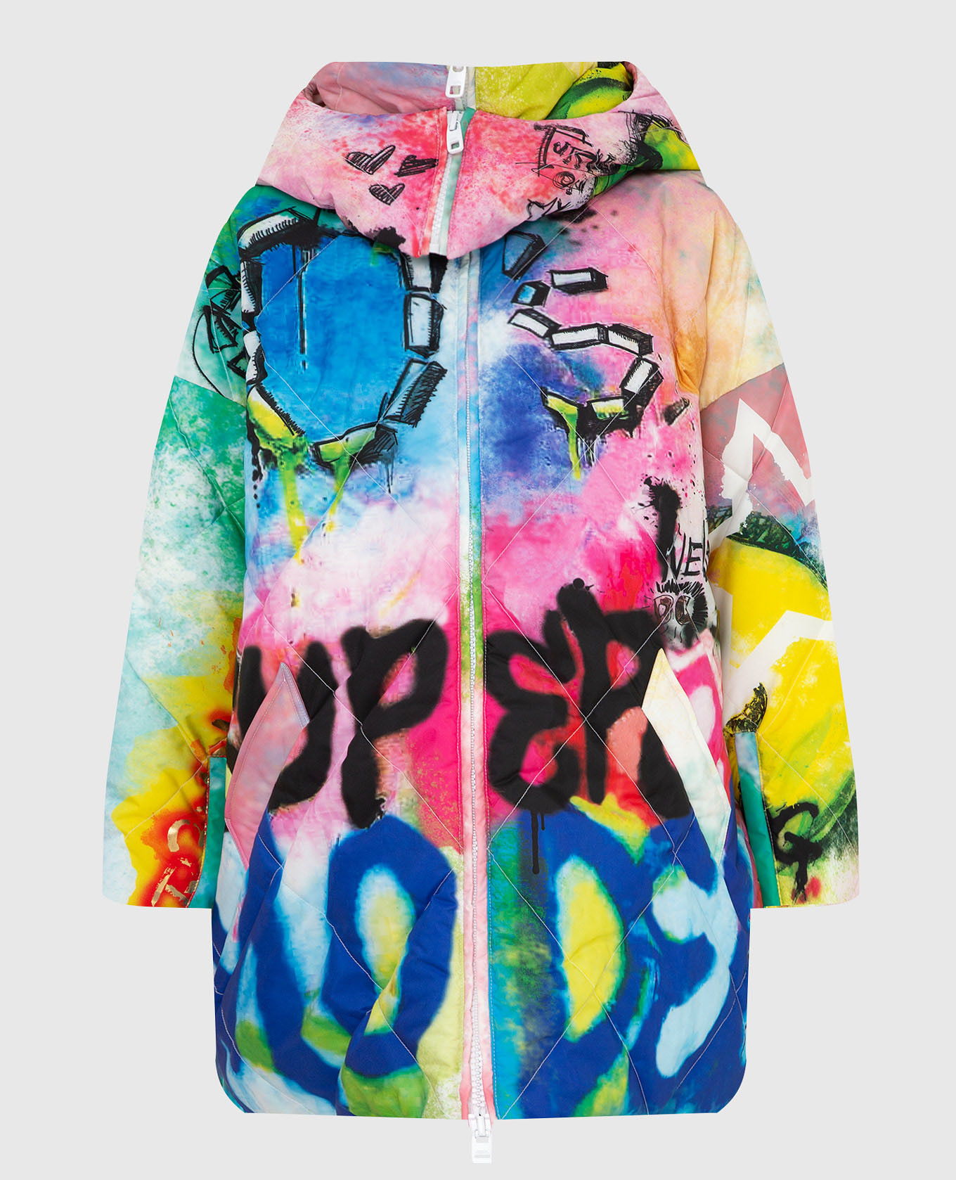 

Куртка oversize с принтом Graffity, Разноцветный, Куртки