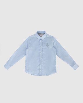 Brunello Cucinelli Детская голубая рубашка с принтом BG671C302C