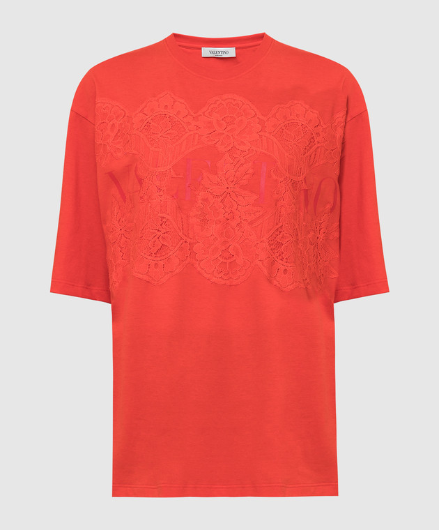 Valentino T-shirt with lace and logo WB3MG14W6K7