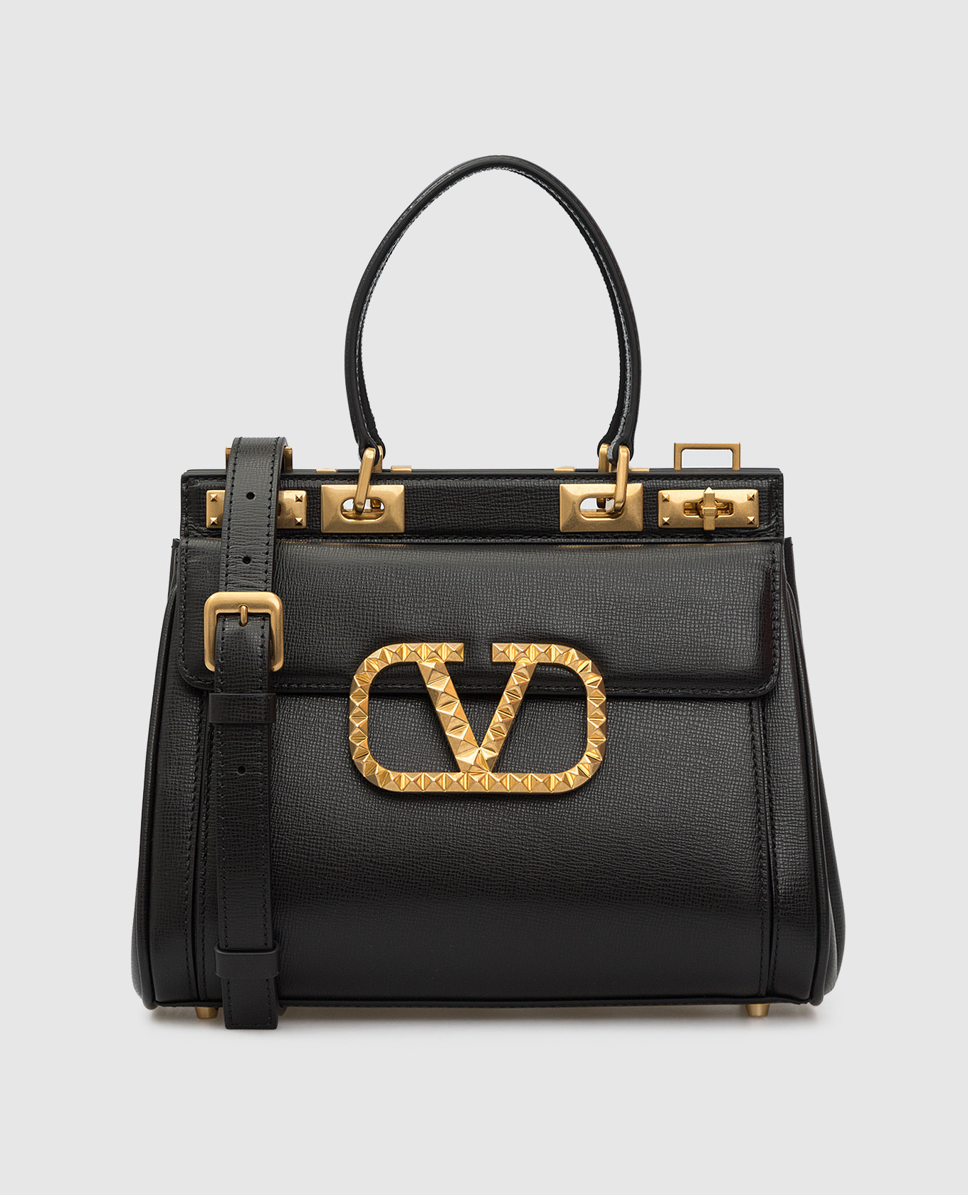 

Черная кожаная сумка-тоут Rockstud Alcove Valentino, Черный, Сумки