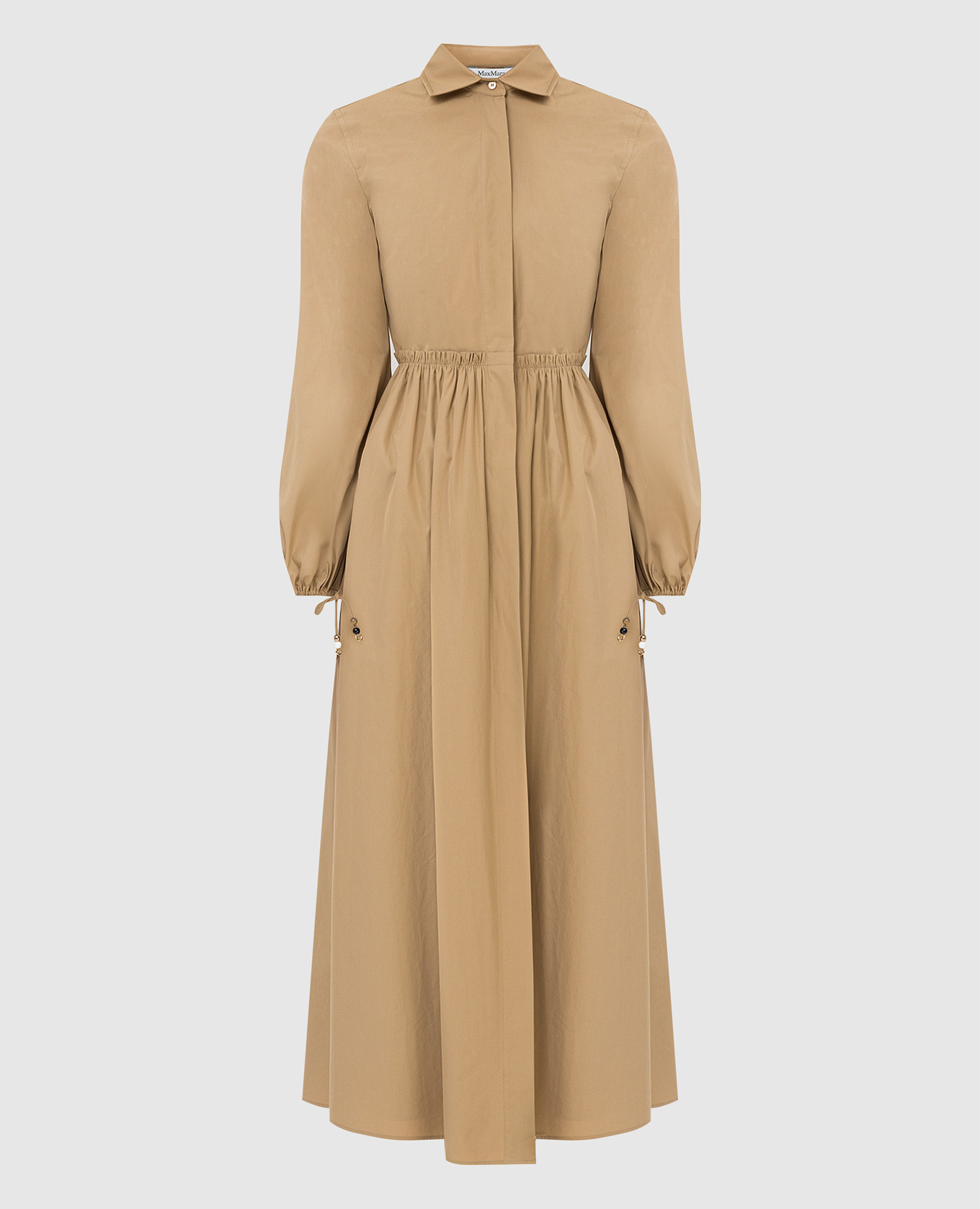 

Бежевое платье со сборкой на талии Max Mara, Бежевый, Платья Макси