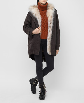 Via Cappella Темно-коричнева парка з хутром рисі A113CTMLCNLNFURINSl