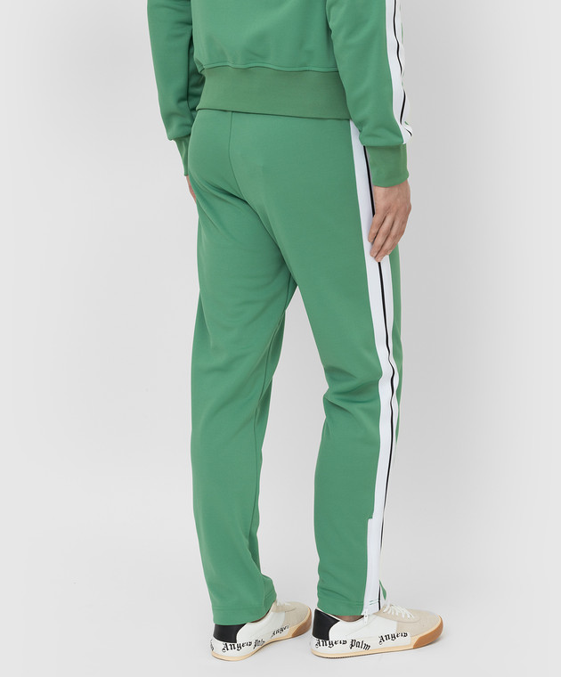 Palm Angels Зеленые спортивные брюки с принтом логотипа PMCA007F21FAB001 изображение 4