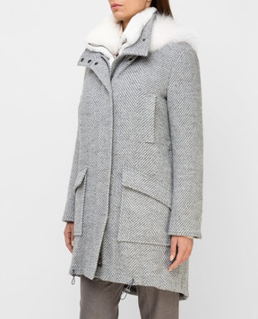 Giuliana Teso Сіра парка з вовни і альпаки з хутром лисиці 84QS590