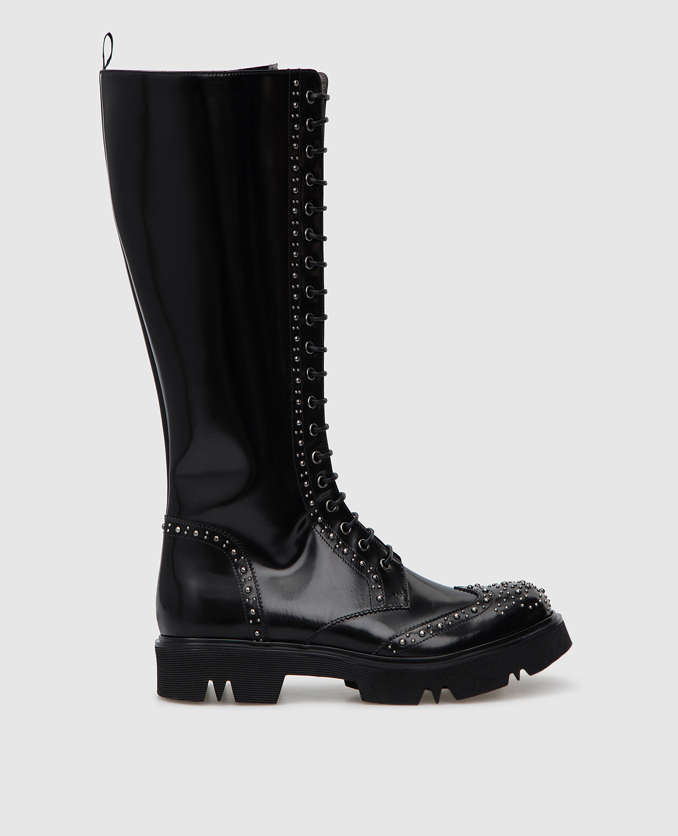 Icarus black leather studded boots