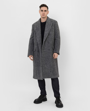 Fendi Сіре двобортне пальто з вовни альпаки FF0621AGZ6