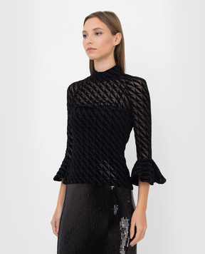 David Koma Чорна блуза в геометричним малюнком AW21DK03T